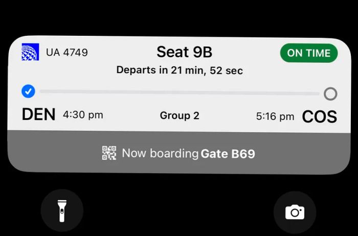 Image of United app flight time notification