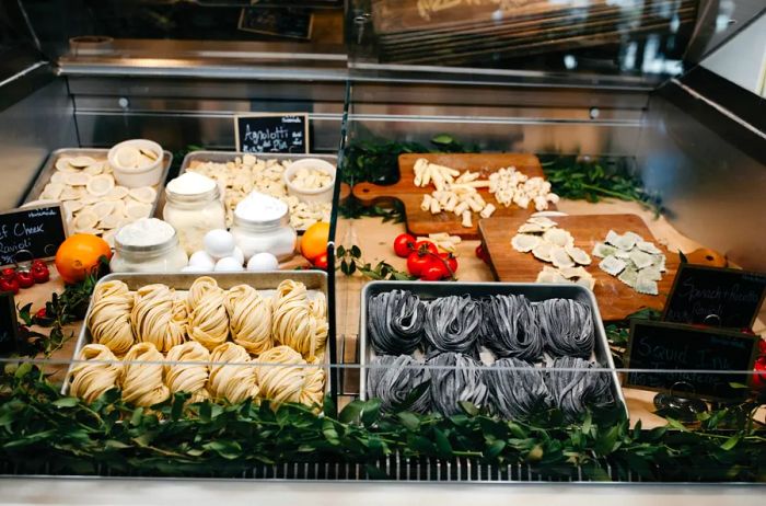 Display of fresh pasta at Eataly