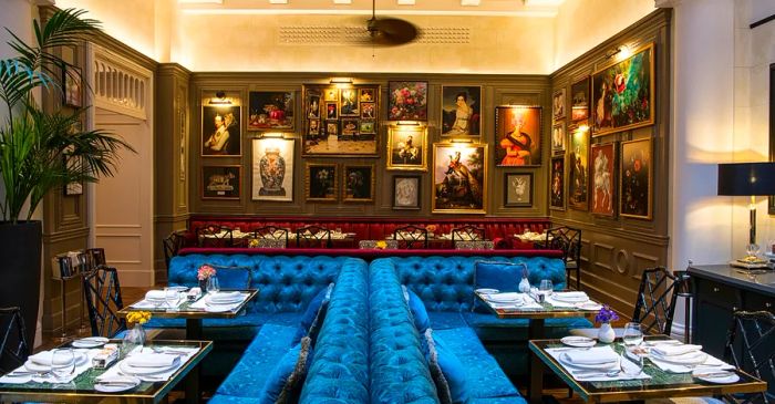 Set breakfast tables at Don Pasquale Restaurant within Hotel Maalot in Rome