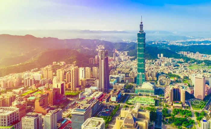 Aerial view of a city in Taiwan