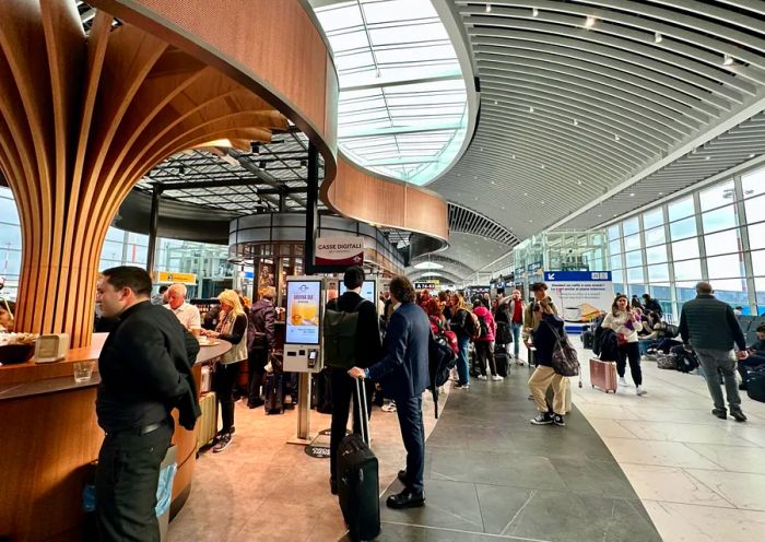 Travelers placing orders at Panella in Rome FCO airport