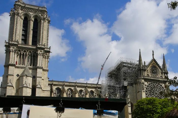 The April 2019 fire resulted in the loss of the cathedral's roof and spire.