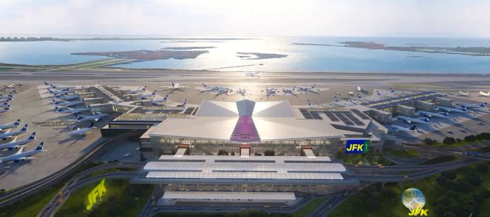 Aerial rendering of the new Terminal 1 at JFK airport