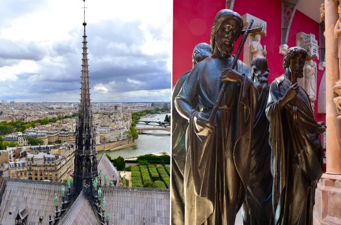 The statues adorning Notre-Dame's spire