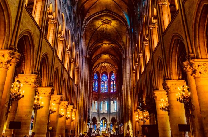 The interior of Notre-Dame in October 2017