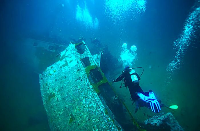 Remains of a sunken plane in Bermuda