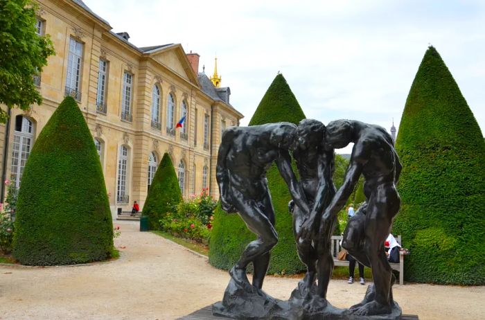 The Three Shades statue outdoors at the Musée Rodin in Paris