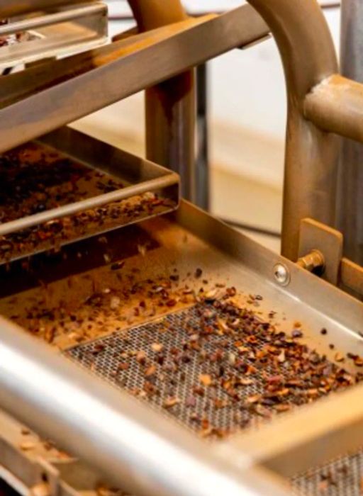 Cacao beans being roasted.