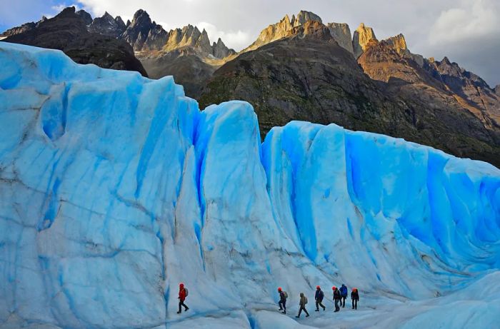 Bigfoot Patagonia provides all the essential gear for its five-hour guided trek on Grey Glacier, including crampons, helmets, and harnesses.