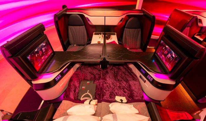 Qatar Airways' new Qsuite Next Gen includes two side-by-side seats that can be transformed into a lie-flat double bed.