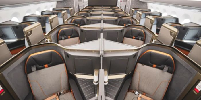 Images showcasing the business and economy class seating.