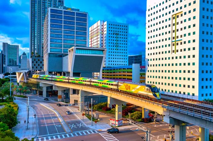 Brightline Train at Miami Station