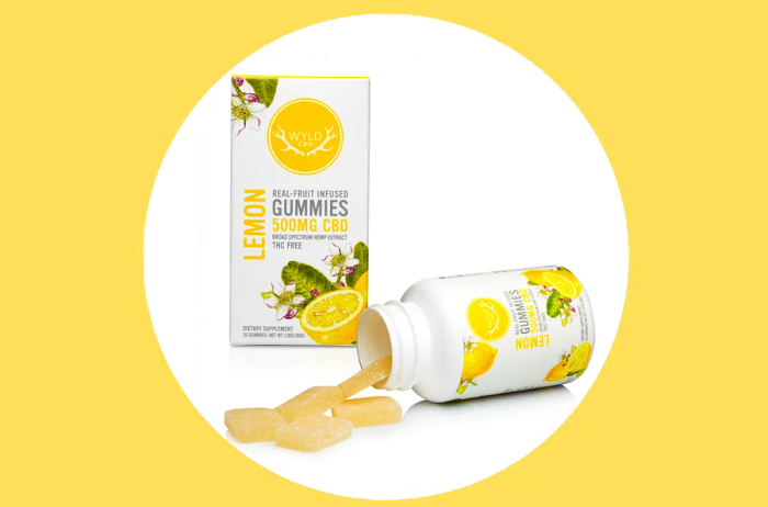 bottle of lemon-flavored CBD gummies