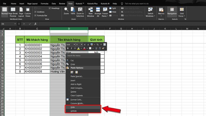 Mẹo hữu ích liên quan đến việc cố định cột trong Excel 1