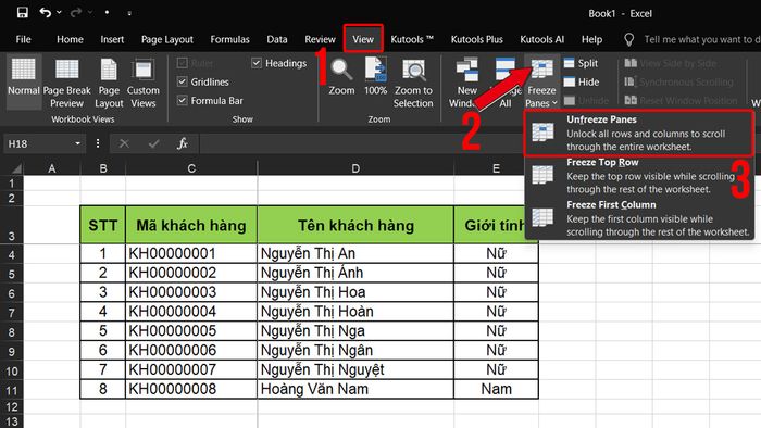 Hướng dẫn cố định và bỏ cố định cột trong Excel