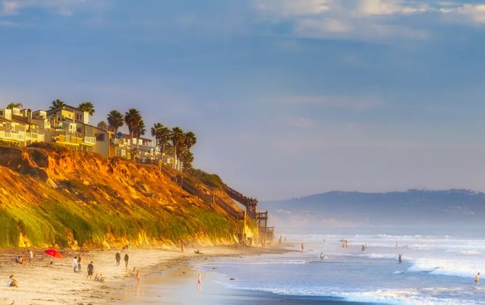 San Diego beach in autumn