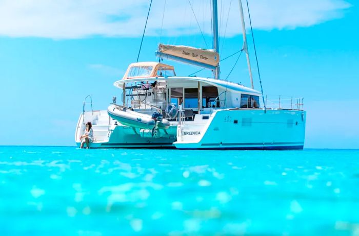 A Small Yacht in Tahitian Waters