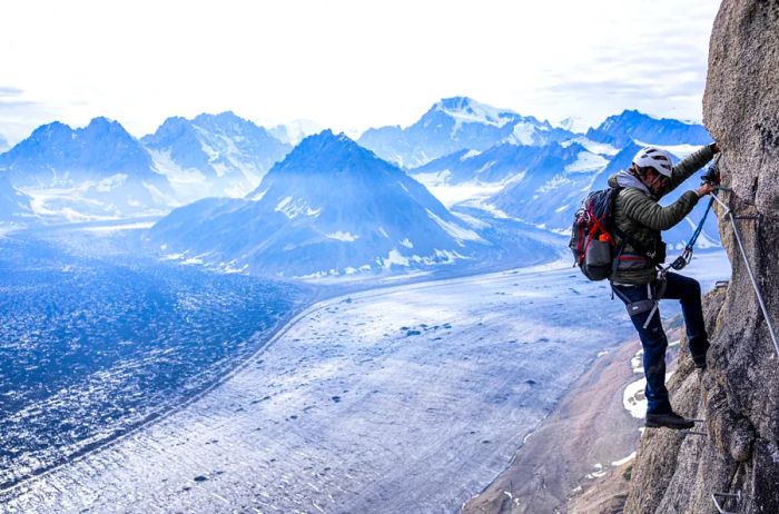 The via ferrata at Tordrillo Mountain Lodge has been operational since 2019 and offers stunning views of a massive glacier.