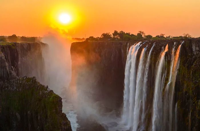 Sunset at Victoria Falls, Zimbabwe