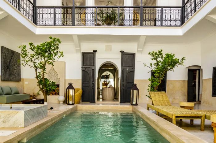 Riad Isobel Airbnb's private pool in the courtyard