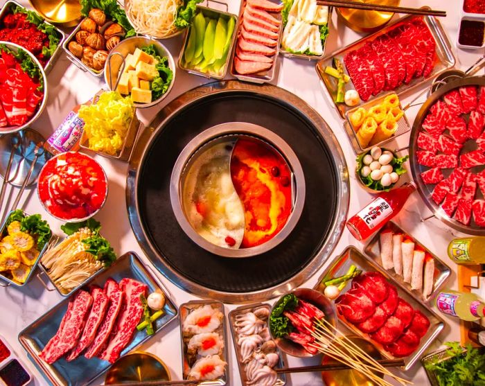 Three Hot Pot meats and vegetables