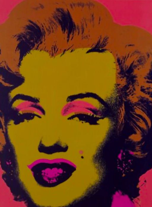 A striking pink and yellow rendition of Marilyn Monroe by Andy Warhol