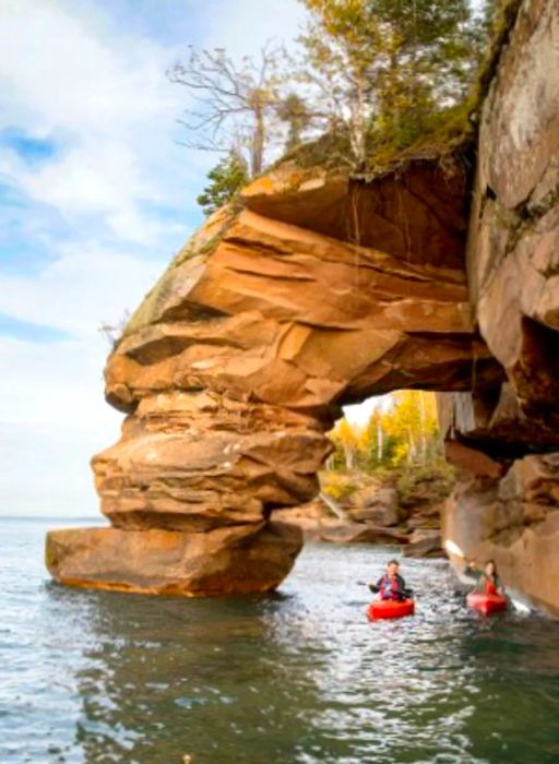 Caves along the shores near Cornucopia, Wisconsin