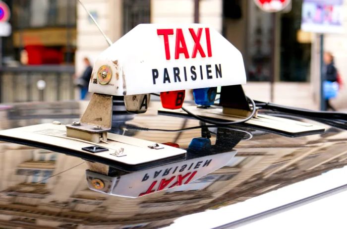 A top view of a Parisian taxi