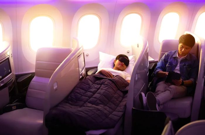 Air New Zealand's memory foam mattresses and desirable bedding promote a restful night's sleep.