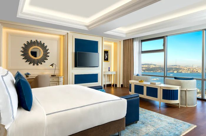 Enjoy breathtaking floor-to-ceiling views of Istanbul at the Ritz-Carlton.