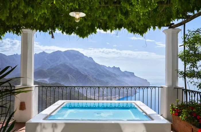 The Belvedere Suite features a plunge pool on the balcony with breathtaking views of the Amalfi Coast.