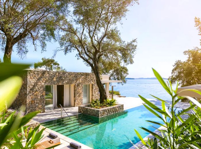 This two-bedroom waterfront villa at Grecotel Corfu Imperial features its own private pool and beach area.