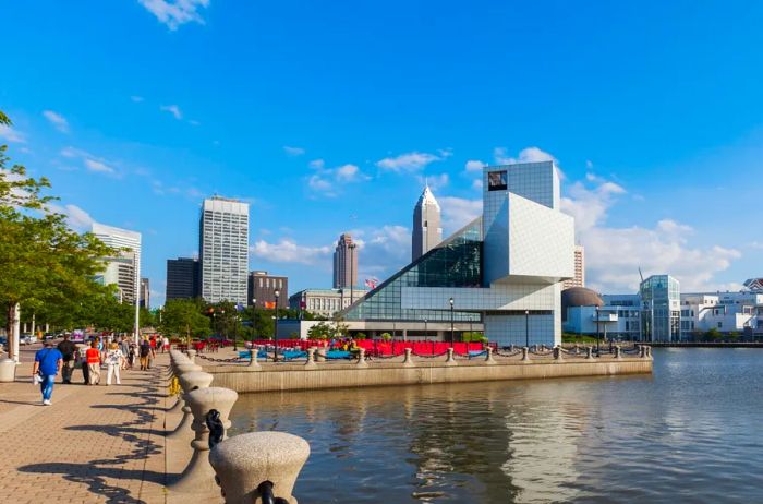 The iconic Rock & Roll Hall of Fame building in Cleveland.