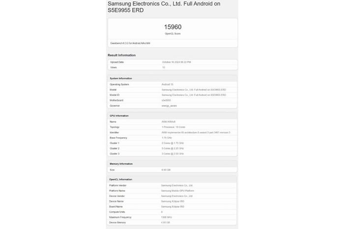 Exynos 2500 đã được phát hiện trên Geekbench.