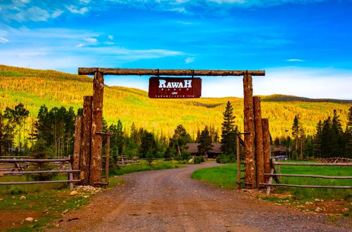 Sign marking the entrance to Rawah Ranch.