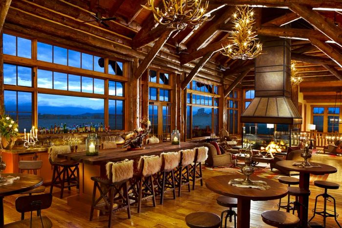 Interior of the dining room at Brush Creek Ranch.