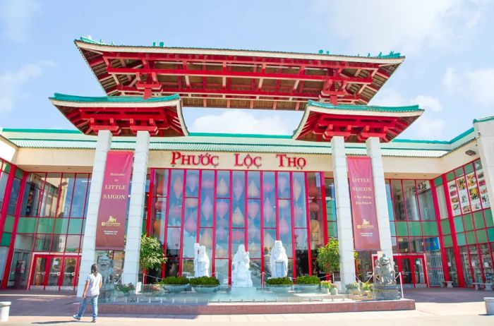 The Asian Garden Mall, also known as Phước Lộc Thọ, is one of the most vibrant spots in Little Saigon, featuring over 200 shops.