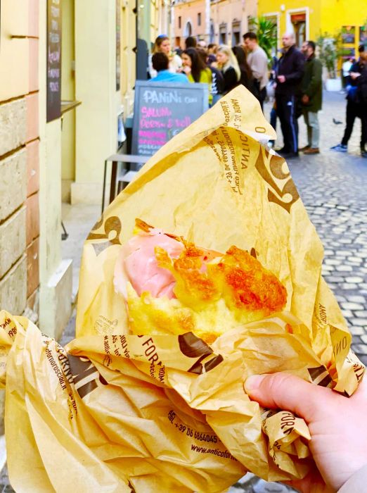 Pizza e mortazza in the heart of Rome.