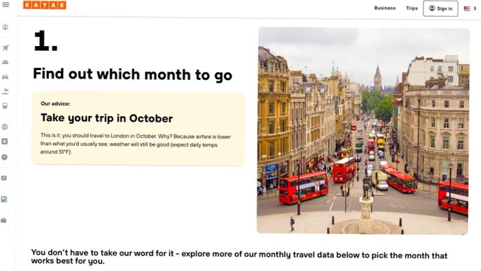 Image of Kayak's Best Time to Travel Feature
