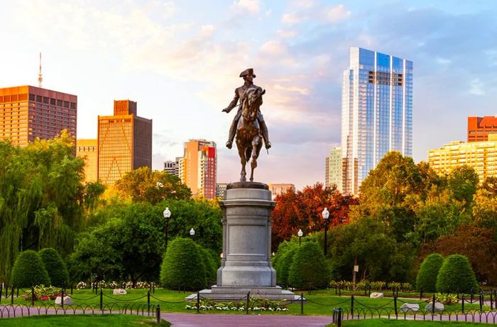 Statue of Washington in the Boston Public Garden