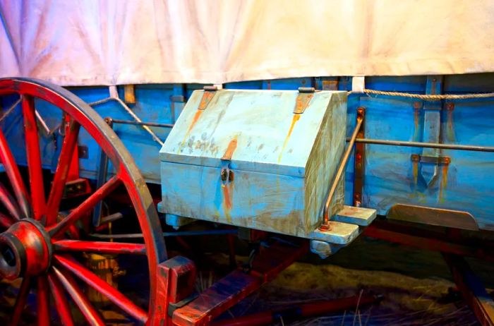 A replica of a covered wagon in Elko, Nevada