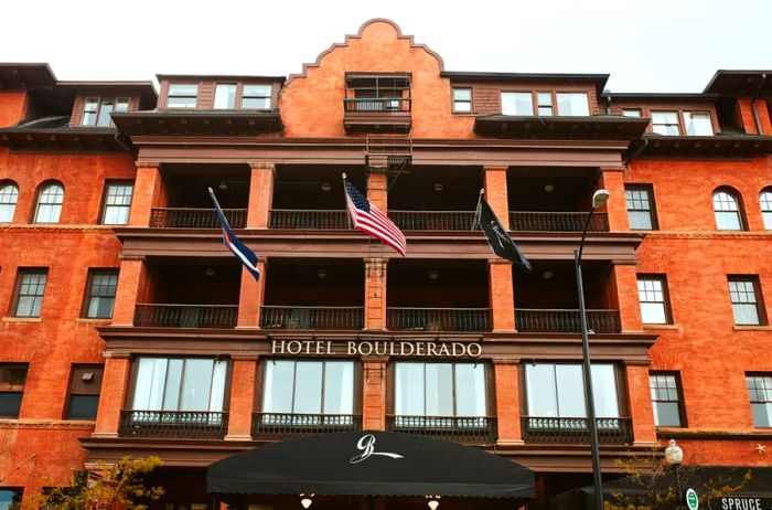 The facade of Hotel Boulderado in Boulder, Colorado