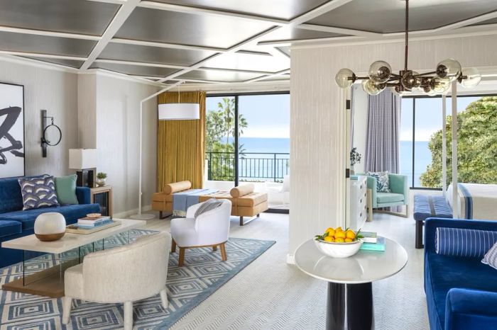 A signature suite featuring separate living and sleeping areas at Oceana Santa Monica