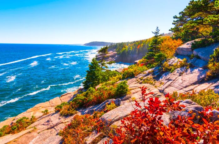 A stunning view of the Maine coastline at Acadia National Park