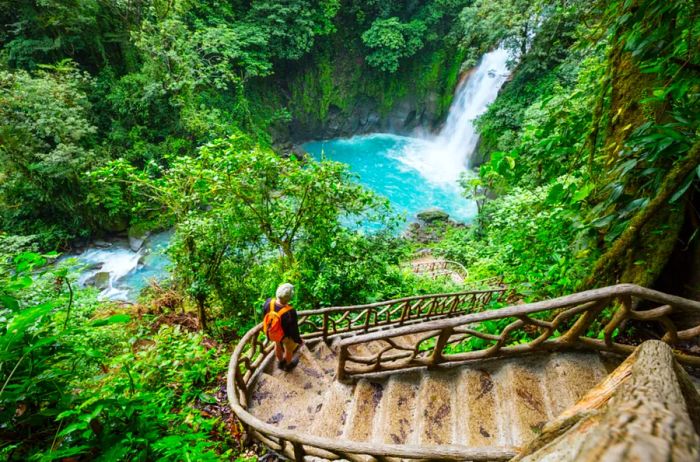 A stunning waterfall in Costa Rica's rainforest jungle