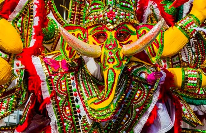 Vibrant masks at Junkanoo