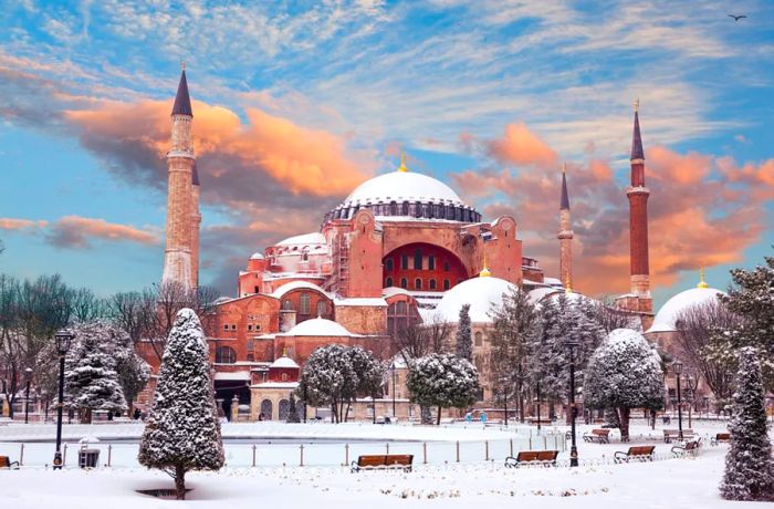 Istanbul experiences light snowfall from time to time during its mild winter.