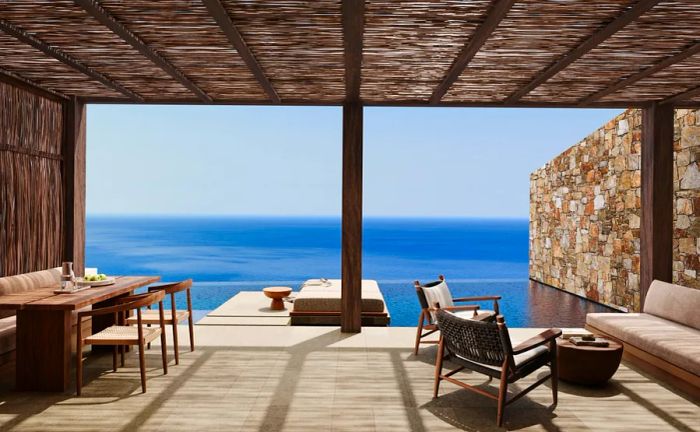 The sea-view accommodations at Gundari boast expansive private verandas complete with pools.