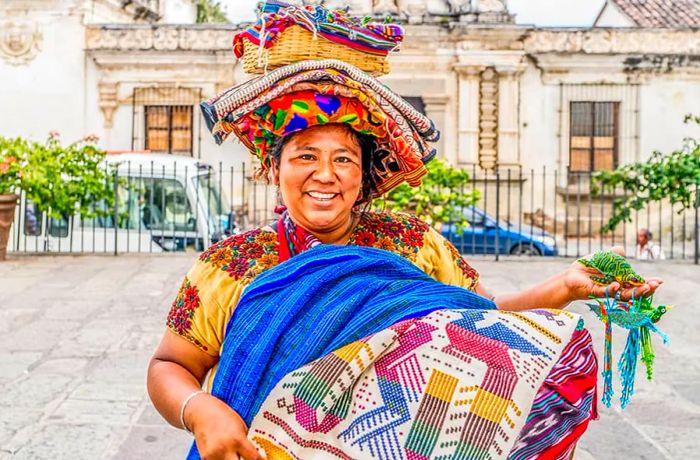 Mayan market vendor at Puerto Quetzal, Guatemala