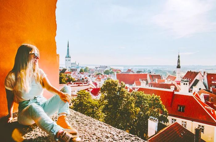 Tourist sightseeing Tallinn, Estonia